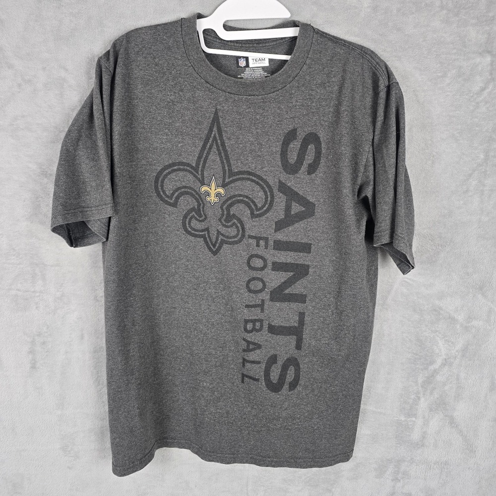 NFL Team Apparel New Orleans Saints Mens Medium Gray Graphic T-Shirt Football
